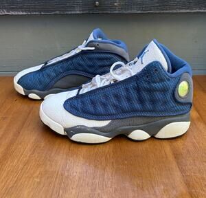 2010 Air Jordan 13 Retro Flint Kids 2.5Y 414575-401 Blue Grey White